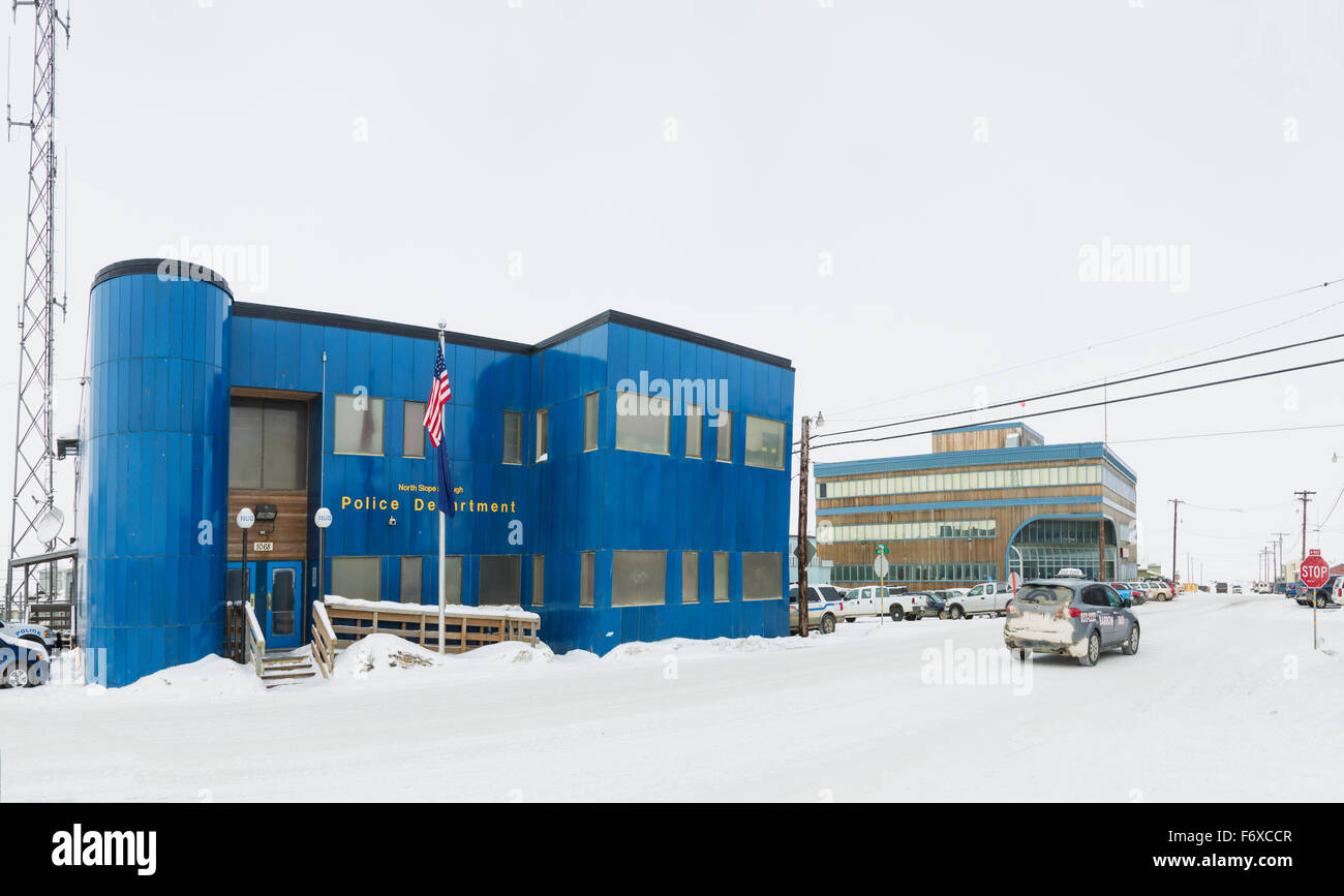 Police Department, Barrow, Arctic Alaska, Winter Stock Photo Alamy