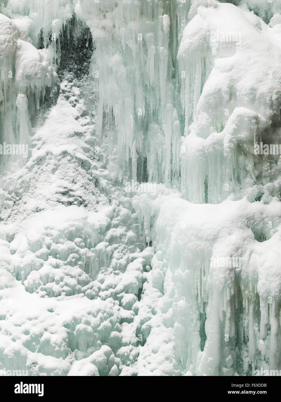 Frozen waterfall in Johnston Canyon, Banff National Park; Alberta, Canada Stock Photo