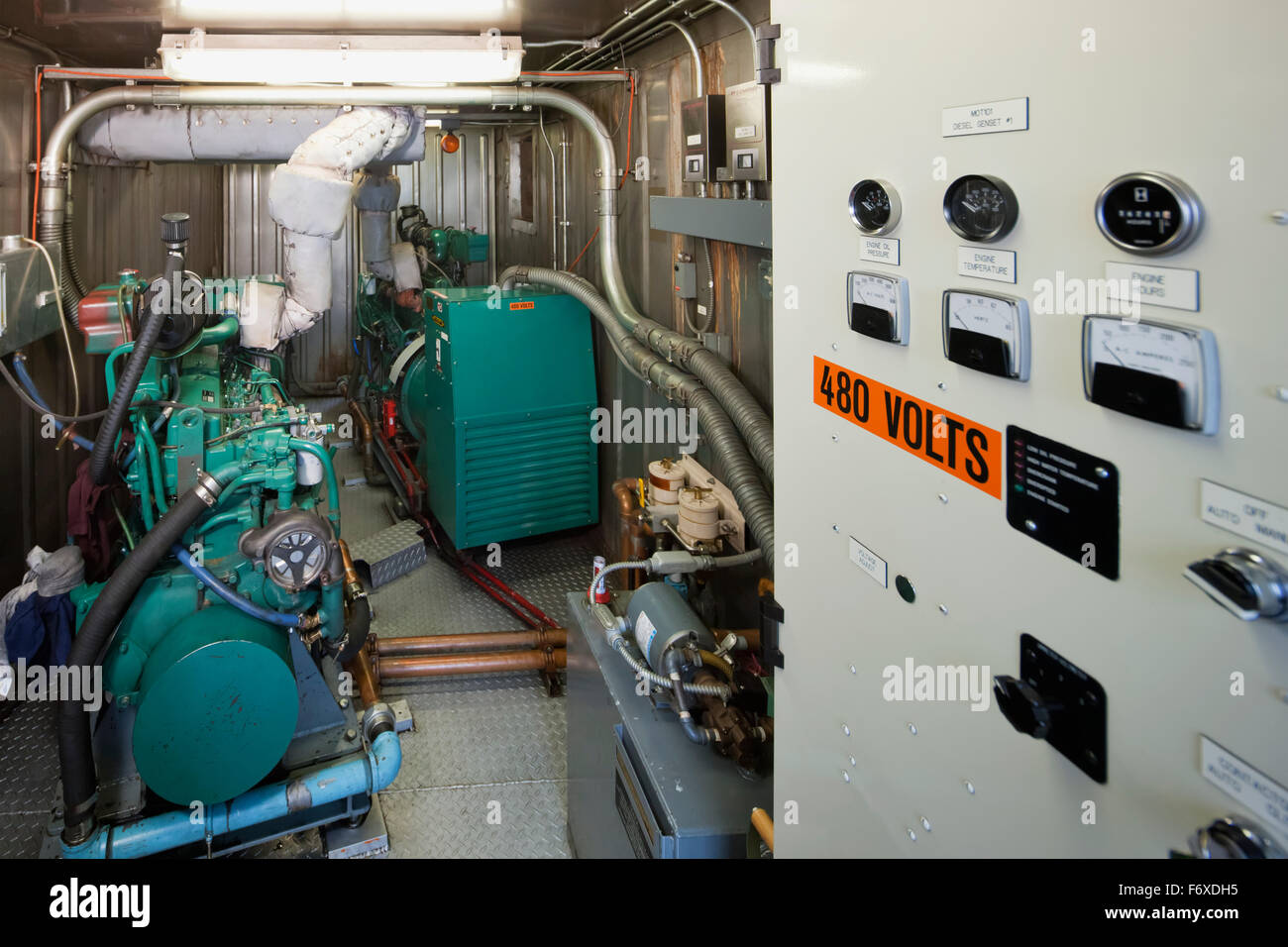 An indoor diesel generator and control panel, electrical Power Plant