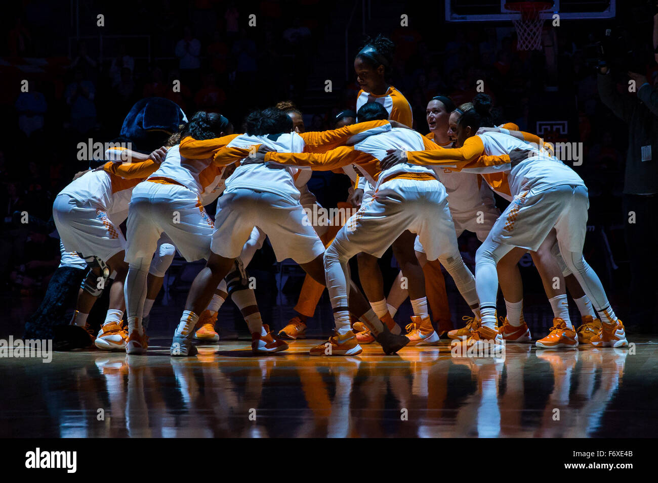 November 20, 2015: Tennessee Lady Volunteers players get ready before the NCAA basketball game between the University of Tennessee Lady Volunteers and the Syracuse University Orange at Thompson Boling Arena in Knoxville TN Tim Gangloff/CSM Stock Photo