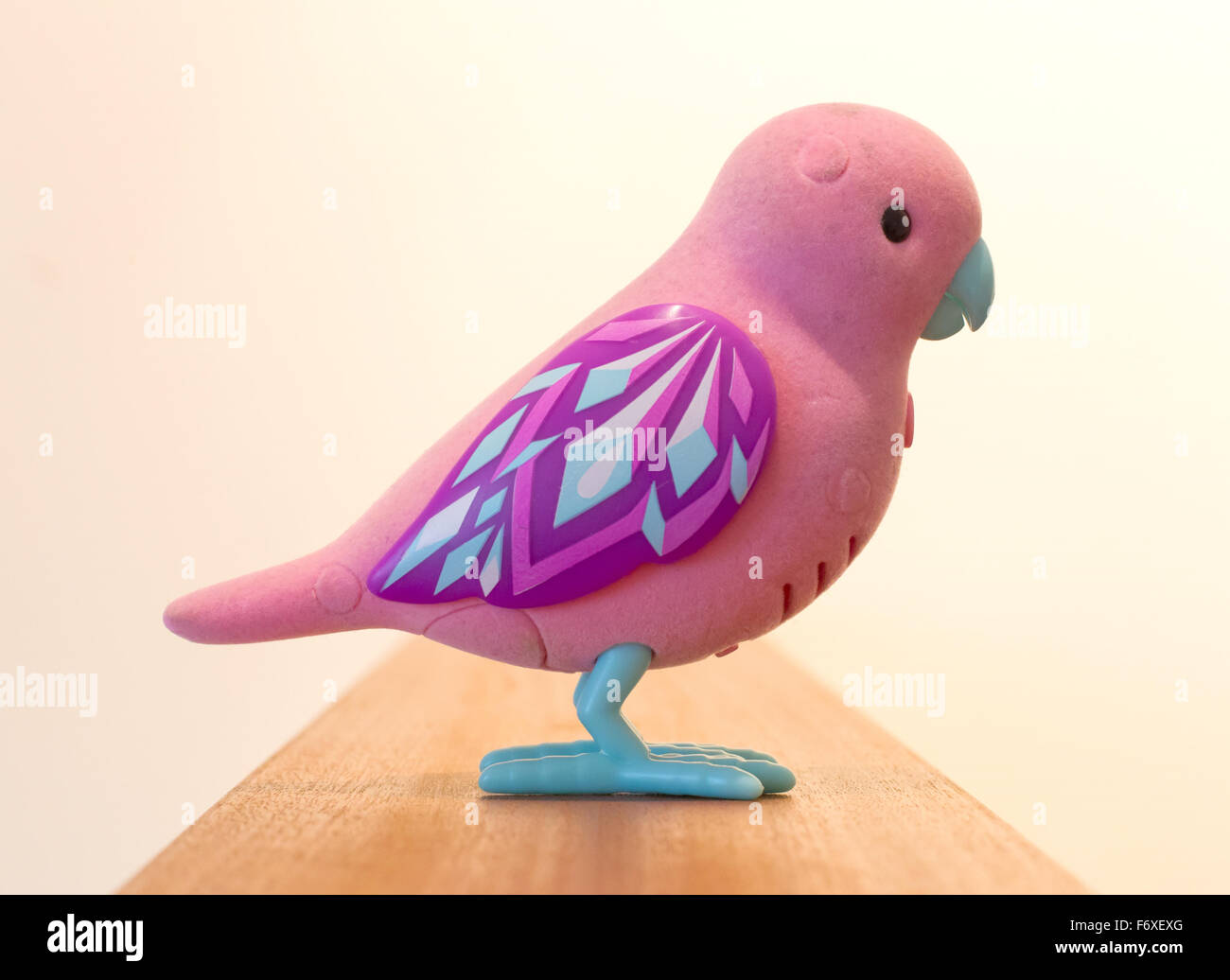 Mechanical bird for children, pink toy isolated Stock Photo Alamy