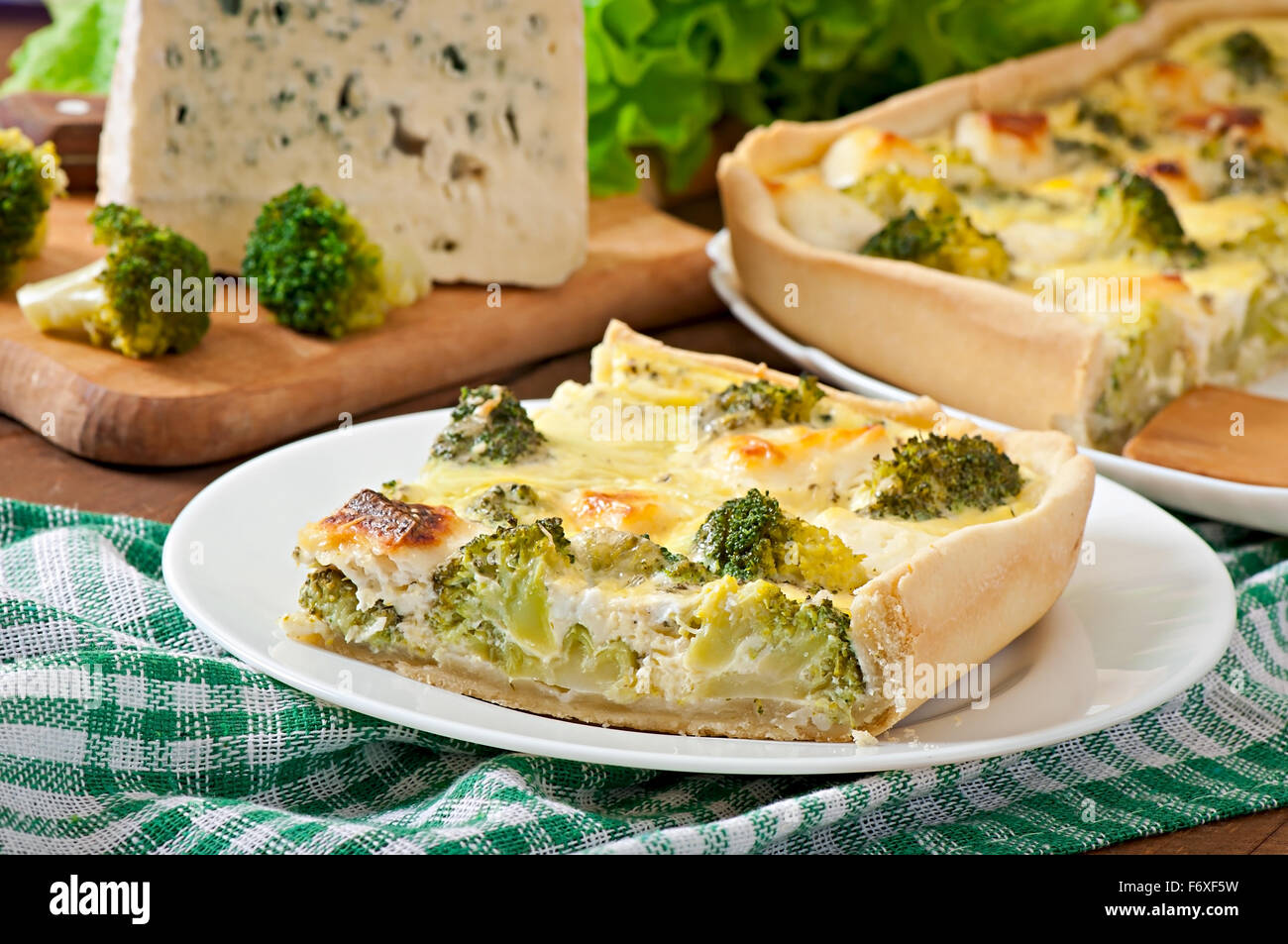 Quiche with broccoli and feta cheese Stock Photo Alamy