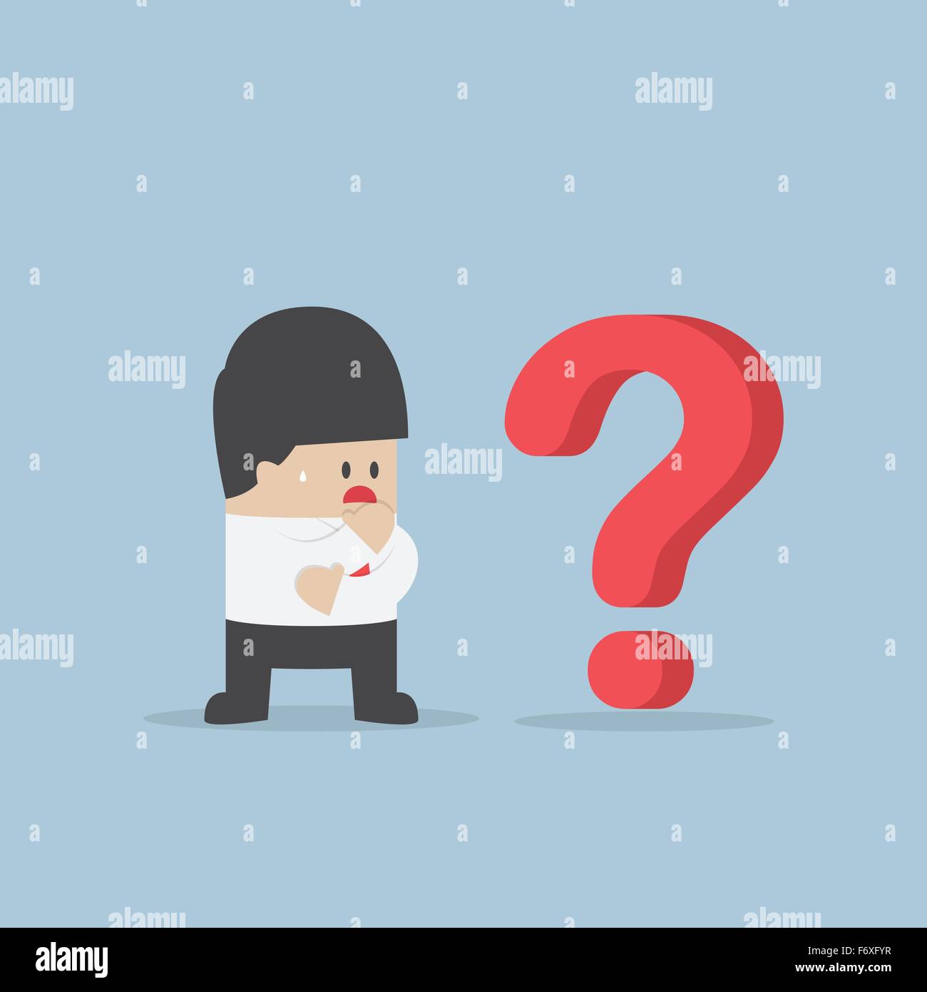 Businessman thinking while looking at question mark, VECTOR, EPS10 Stock Vector