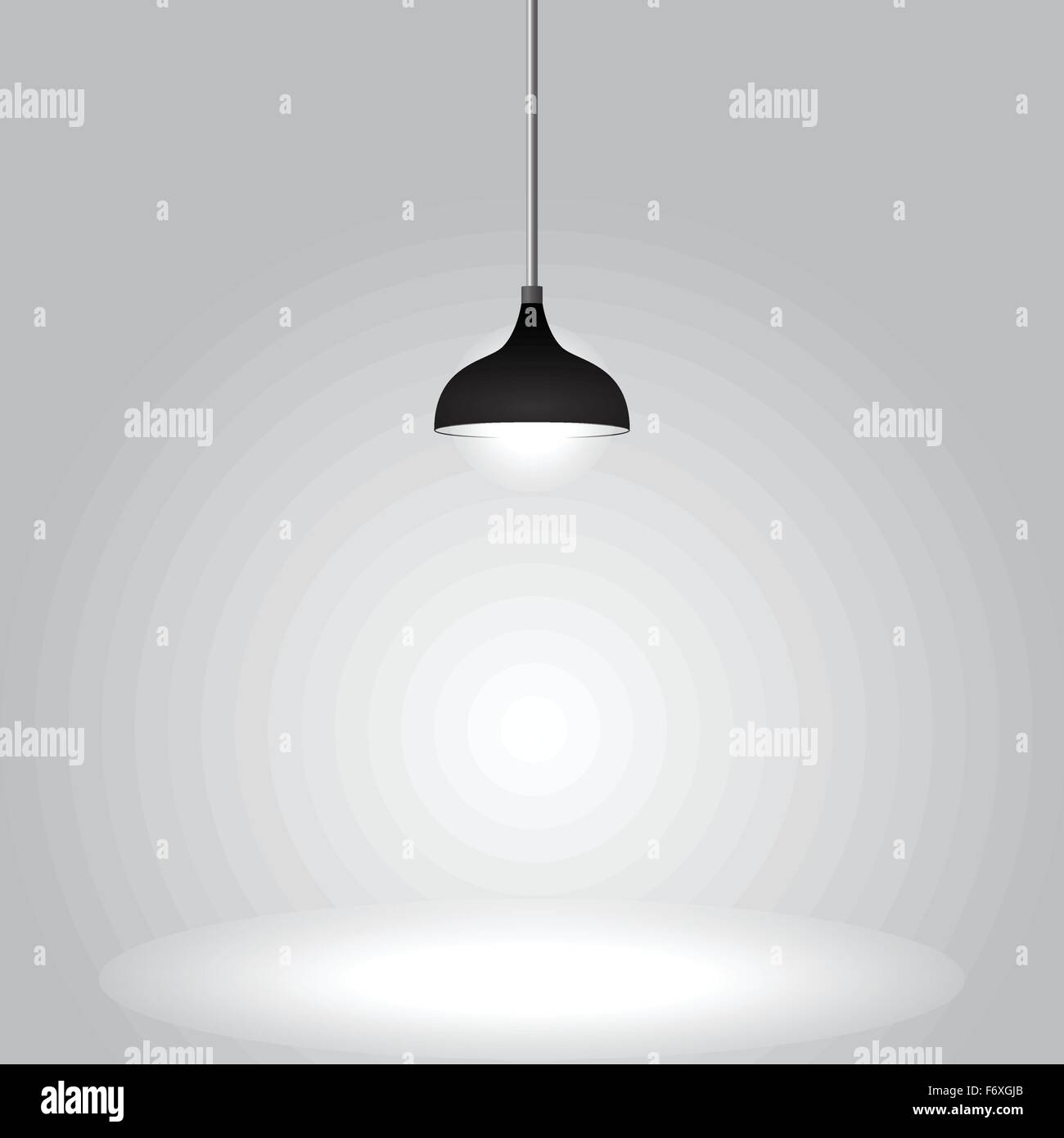 Black ceiling lamp on gray background, VECTOR, EPS10 Stock Vector