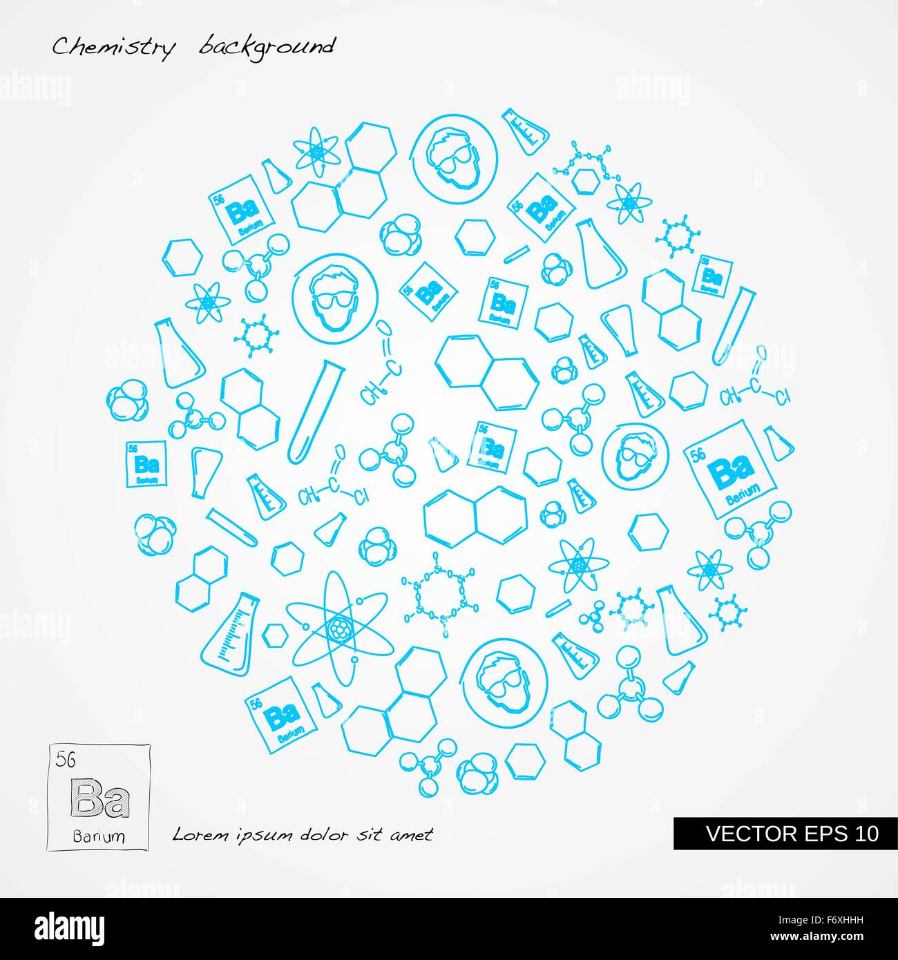 Hand draw chemistry in circle. Vector illustration. Stock Vector