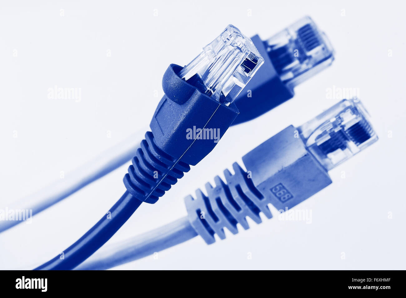 shallow DOF blue network cable with connectors Stock Photo Alamy