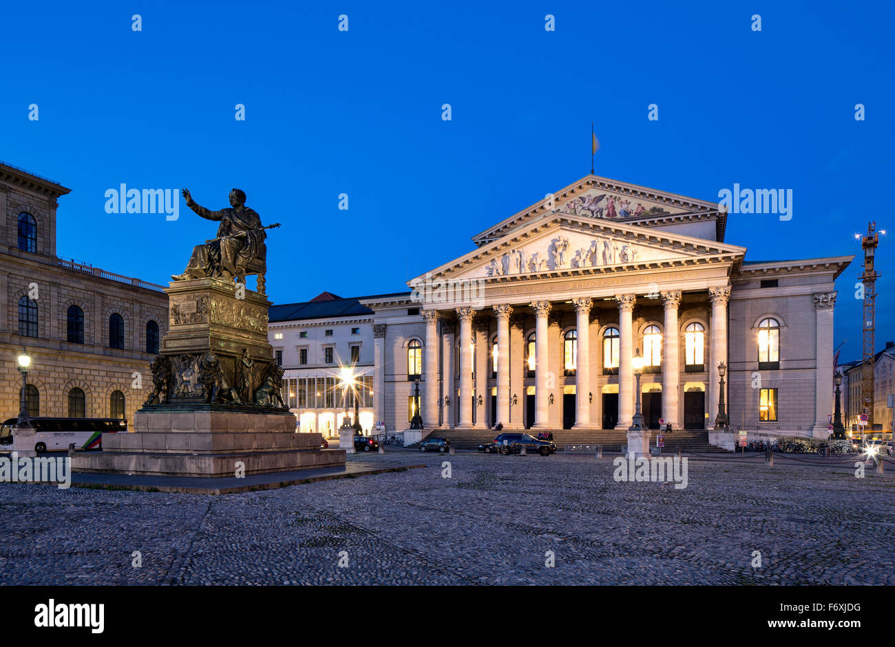 Bavarian Opera House, built in 1818, State Opera House in the evening