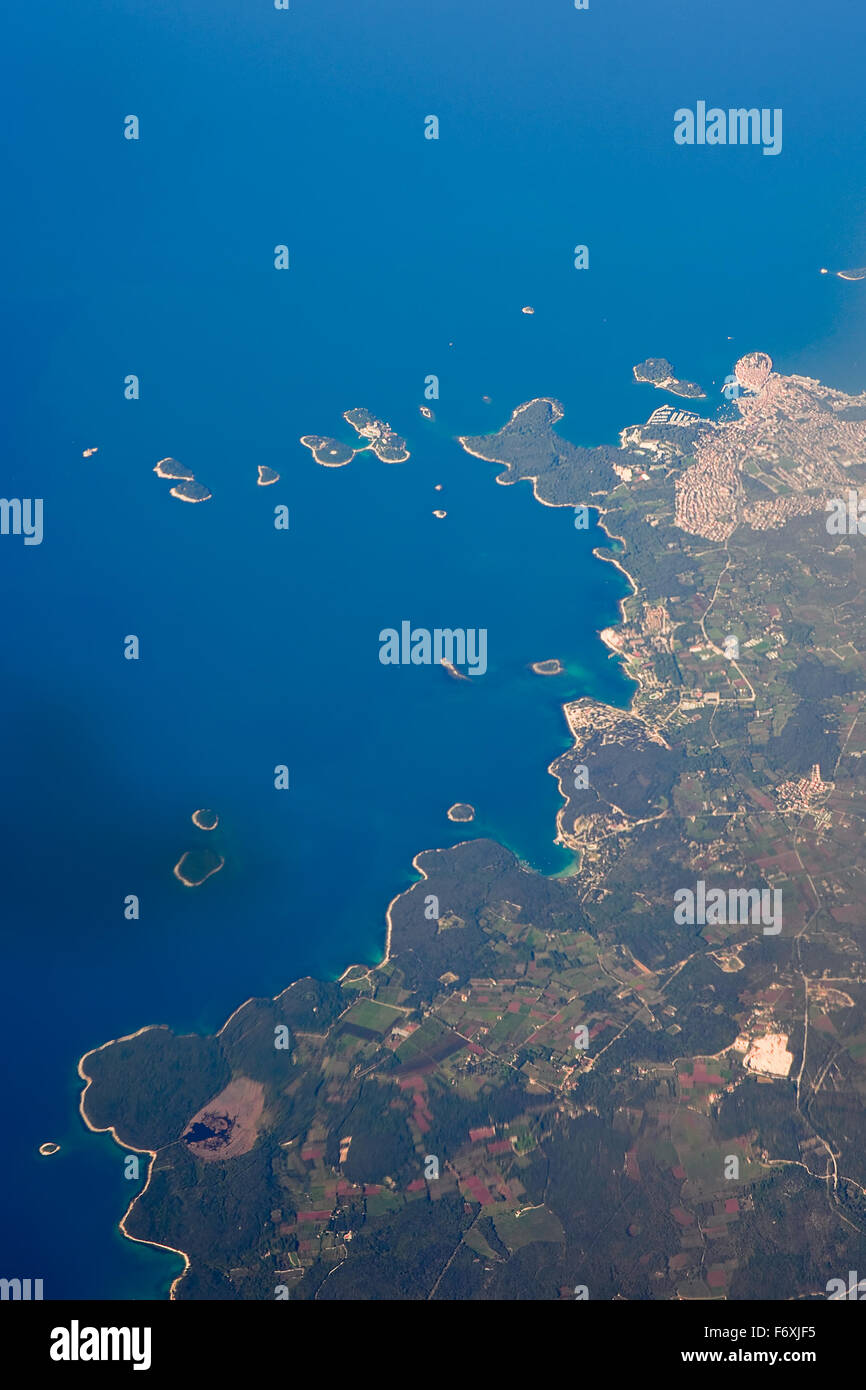 Aereial view of Croatia and adriatic sea Stock Photo