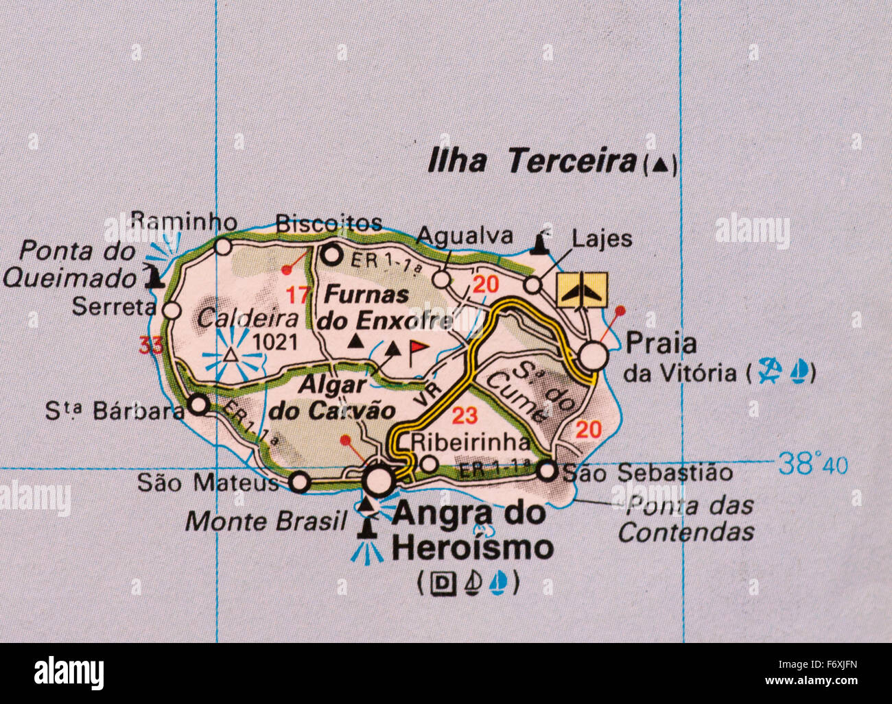 Map Of Terceira Azores Map Of Ilha Terceira Which Is Part Of The Portuguese Azores Stock Photo -  Alamy