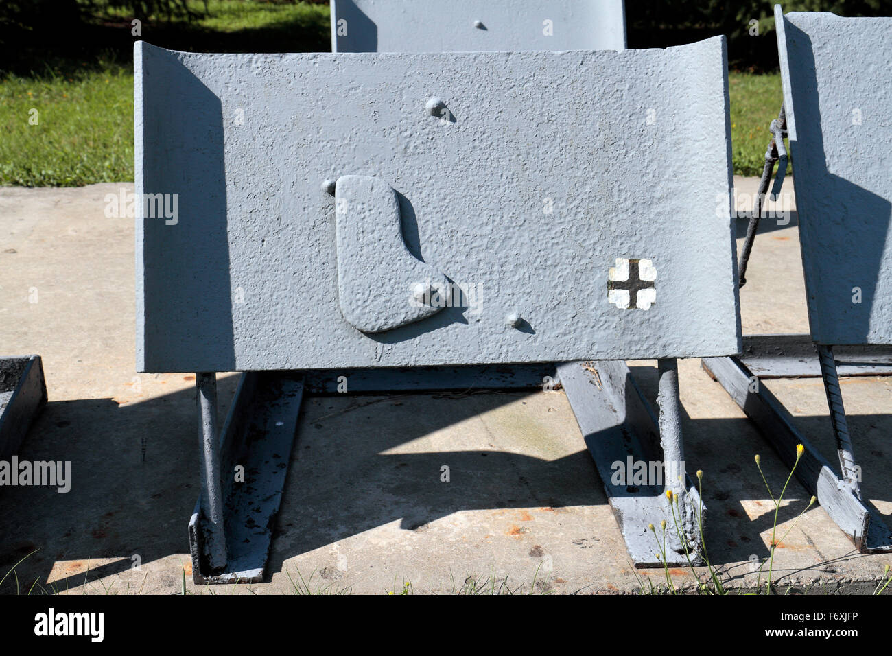 A German portable rifle shield in the Exposition of Military Equipment in Park Pobedy, Moscow, Russia. Stock Photo