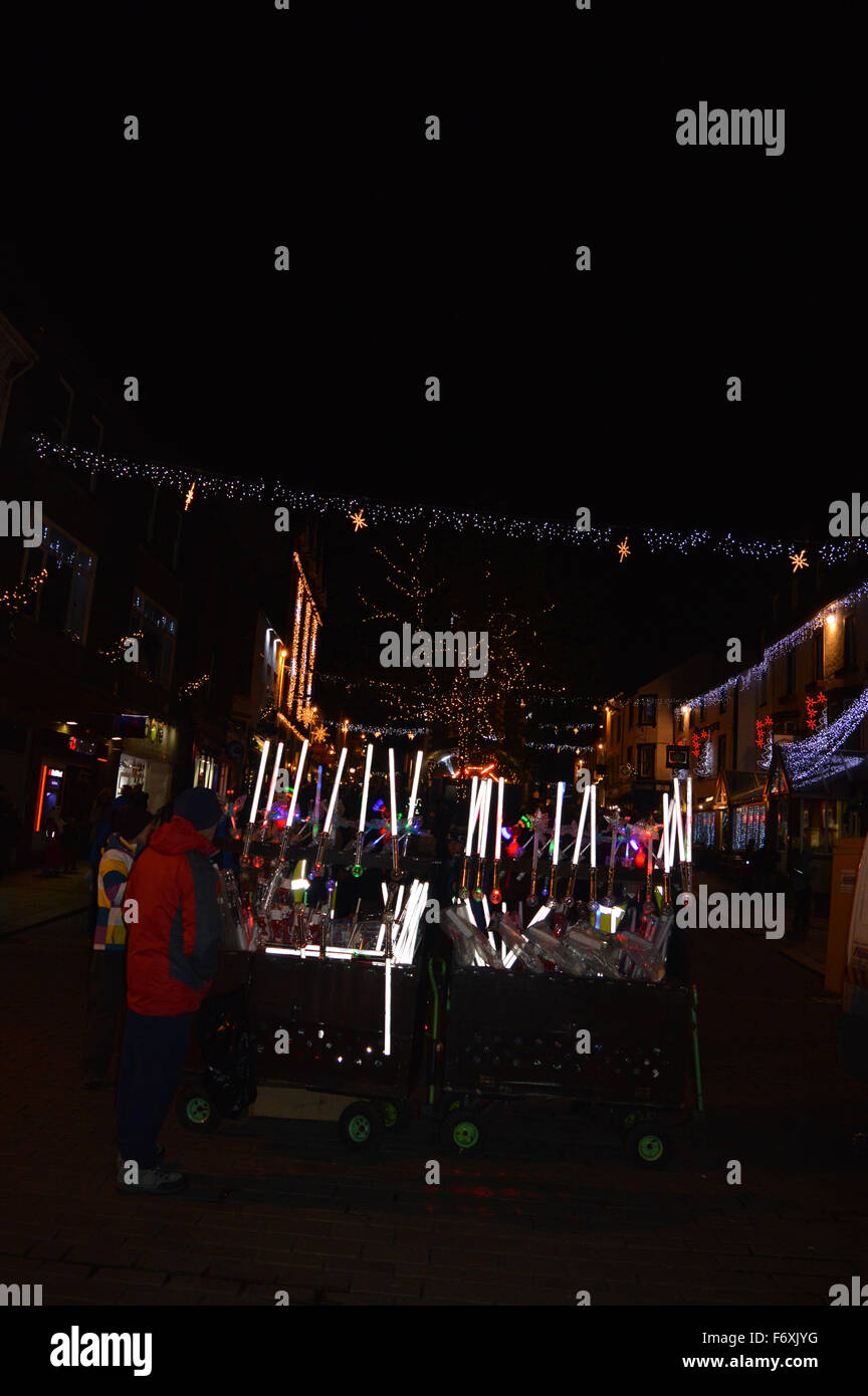 Street seller in Keswick christmas lights switch on and children in need events Stock Photo Alamy