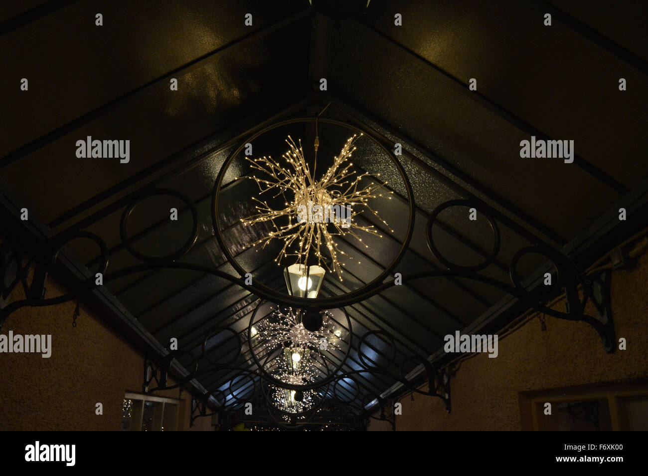 Christmas lights in Keswick Cumbria Stock Photo Alamy