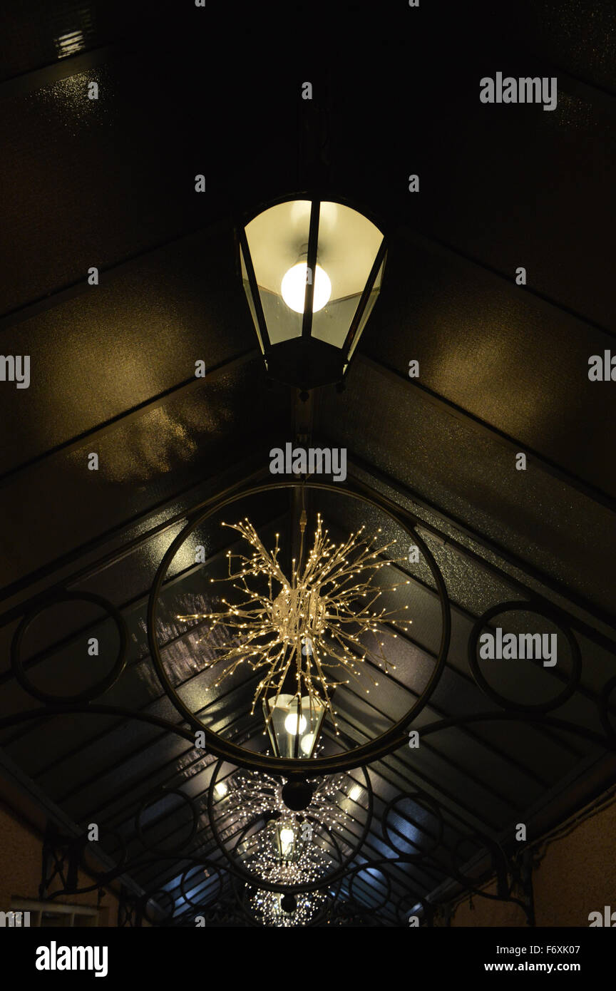 Christmas lights in Keswick Cumbria Stock Photo Alamy