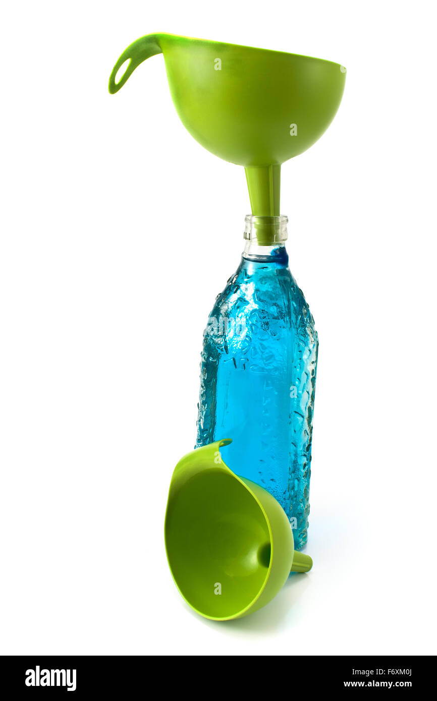 Bottle of water and funnel isolated on white Stock Photo Alamy