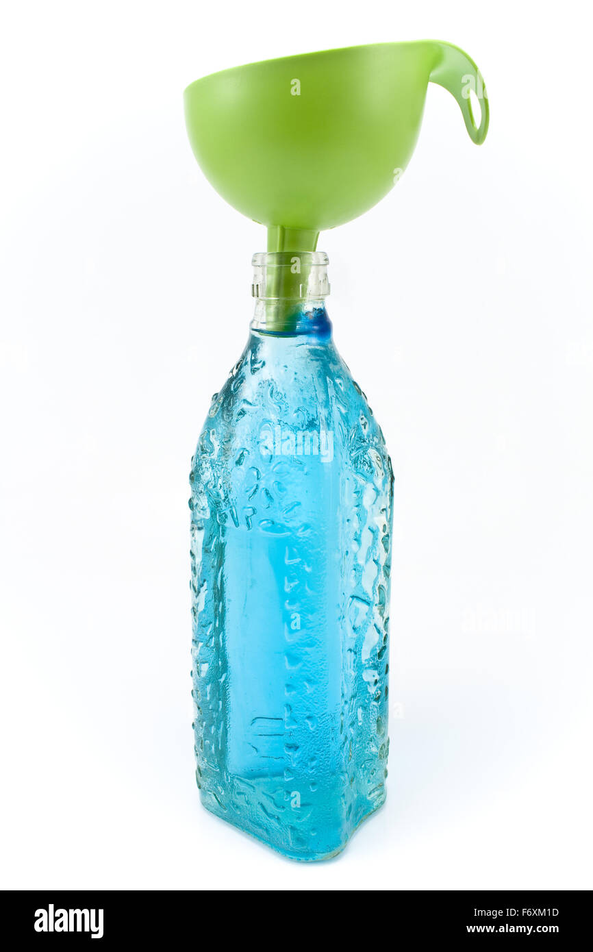 Bottle of water and funnel isolated on white Stock Photo Alamy