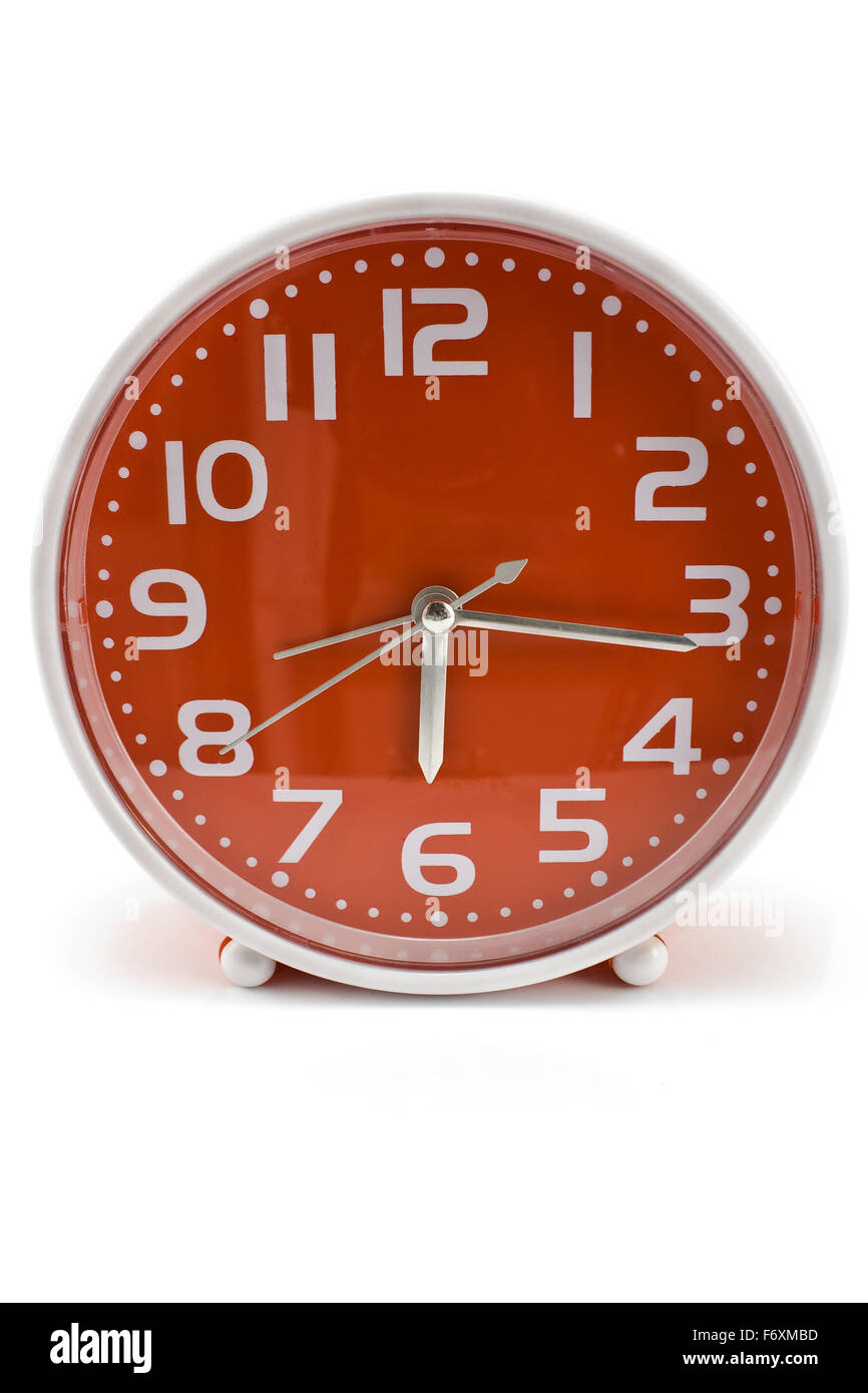 Quartz alarm clock isolated on white Stock Photo