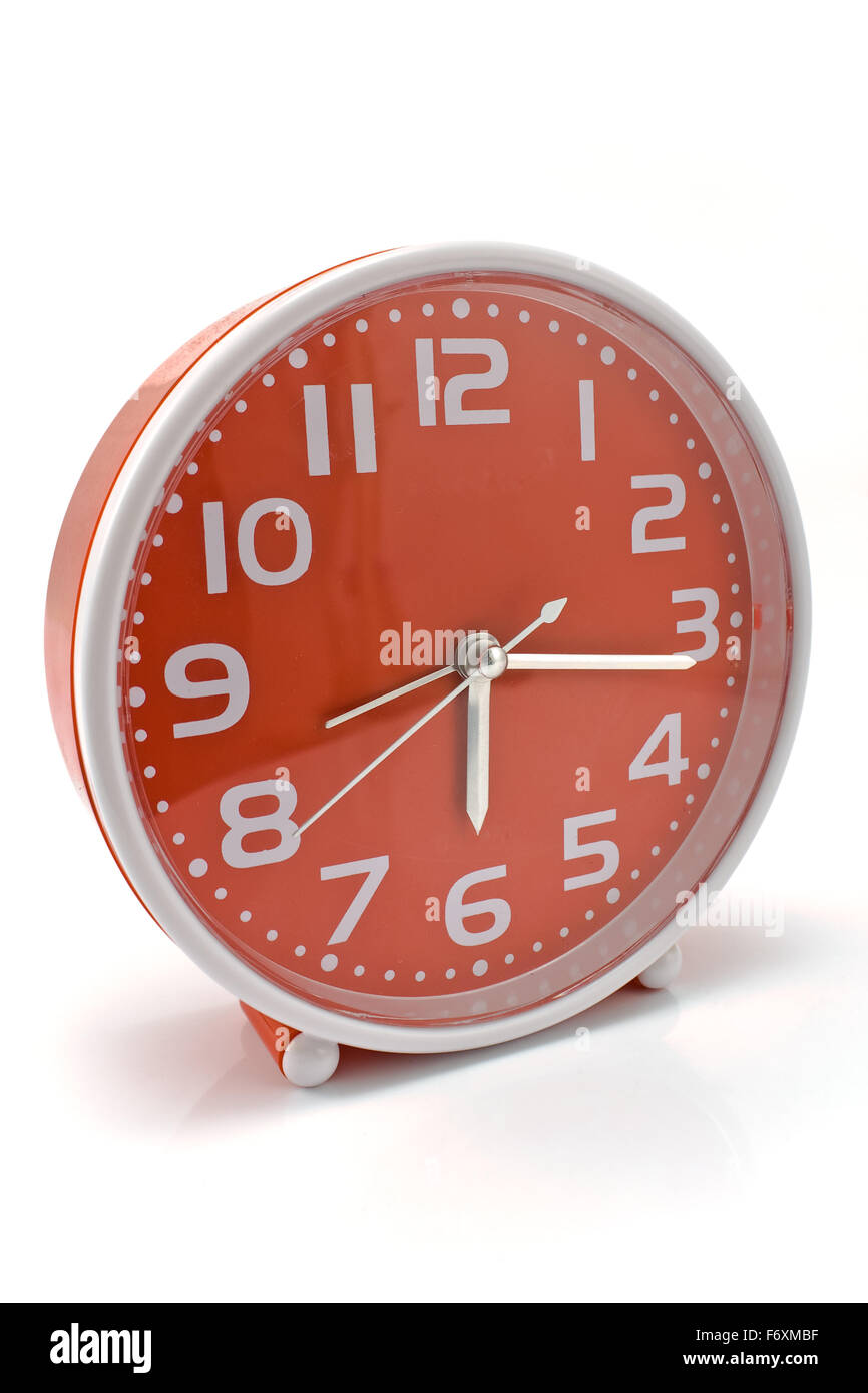 Quartz alarm clock isolated on white Stock Photo Alamy