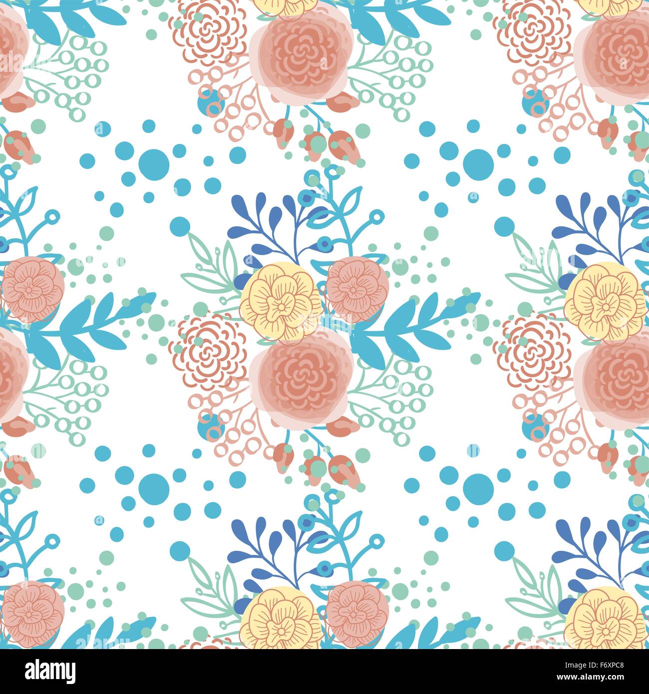Vintage seamless pattern hand drawn flowers Stock Vector Image & Art ...