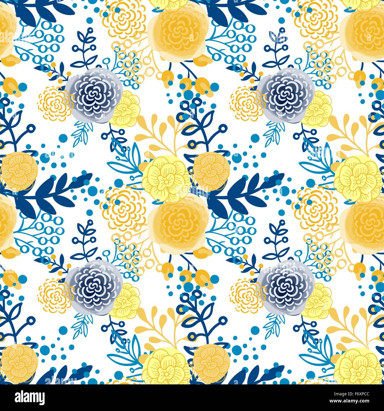 Vintage seamless pattern hand drawn flowers Stock Vector Image & Art ...