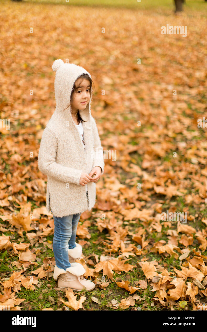 Little girl in the autumn park Stock Photo - Alamy