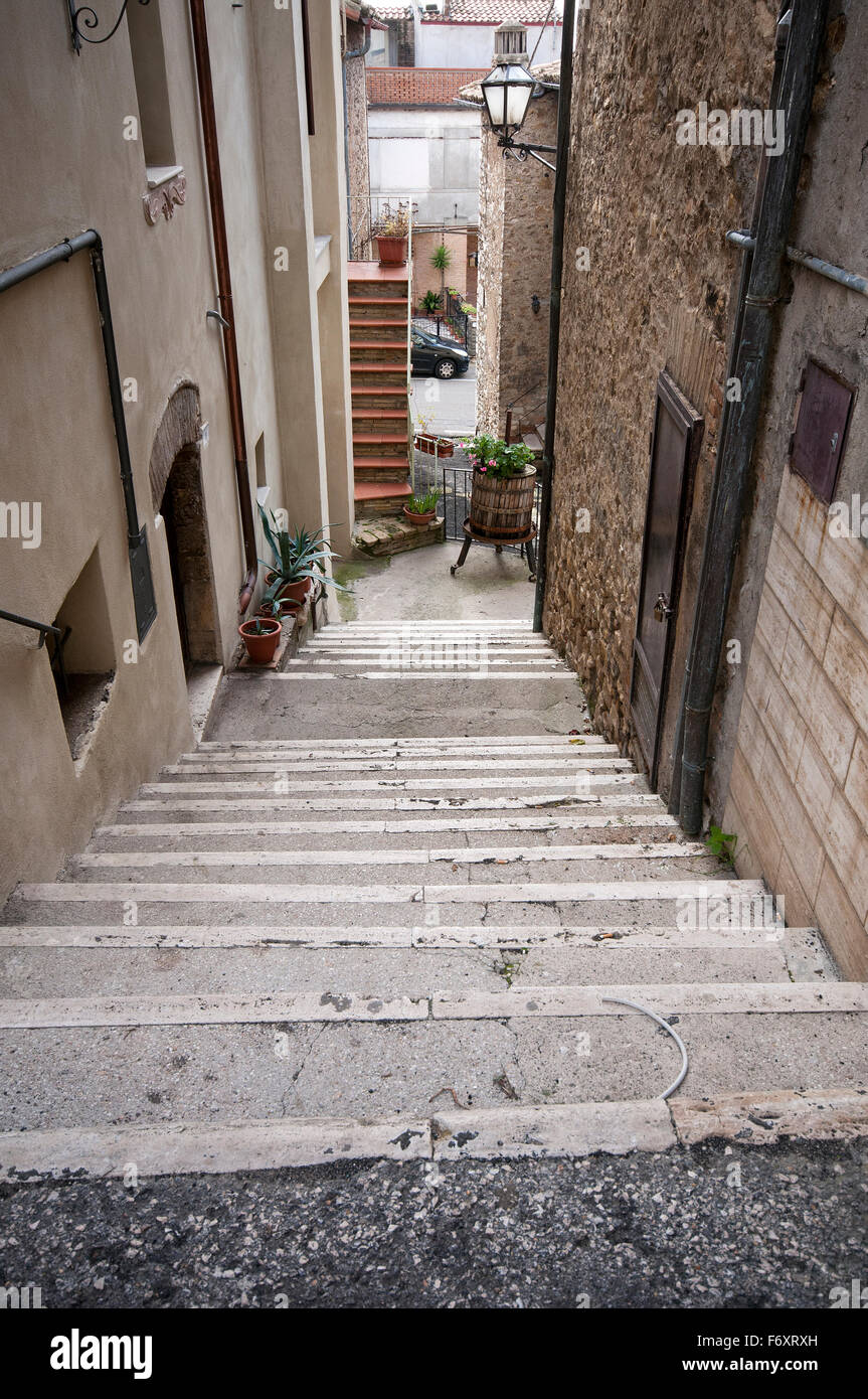 An alley with stairway in the village of Montecchio, Terni, Umbria, Italy Stock Photo