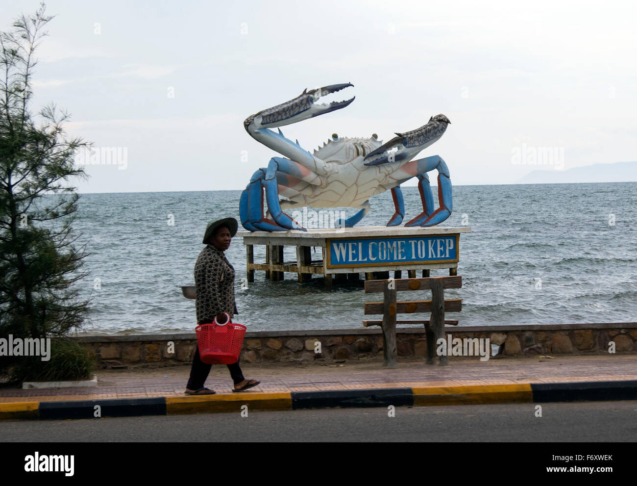Famous Kep crab statue sea ocean Stock Photo