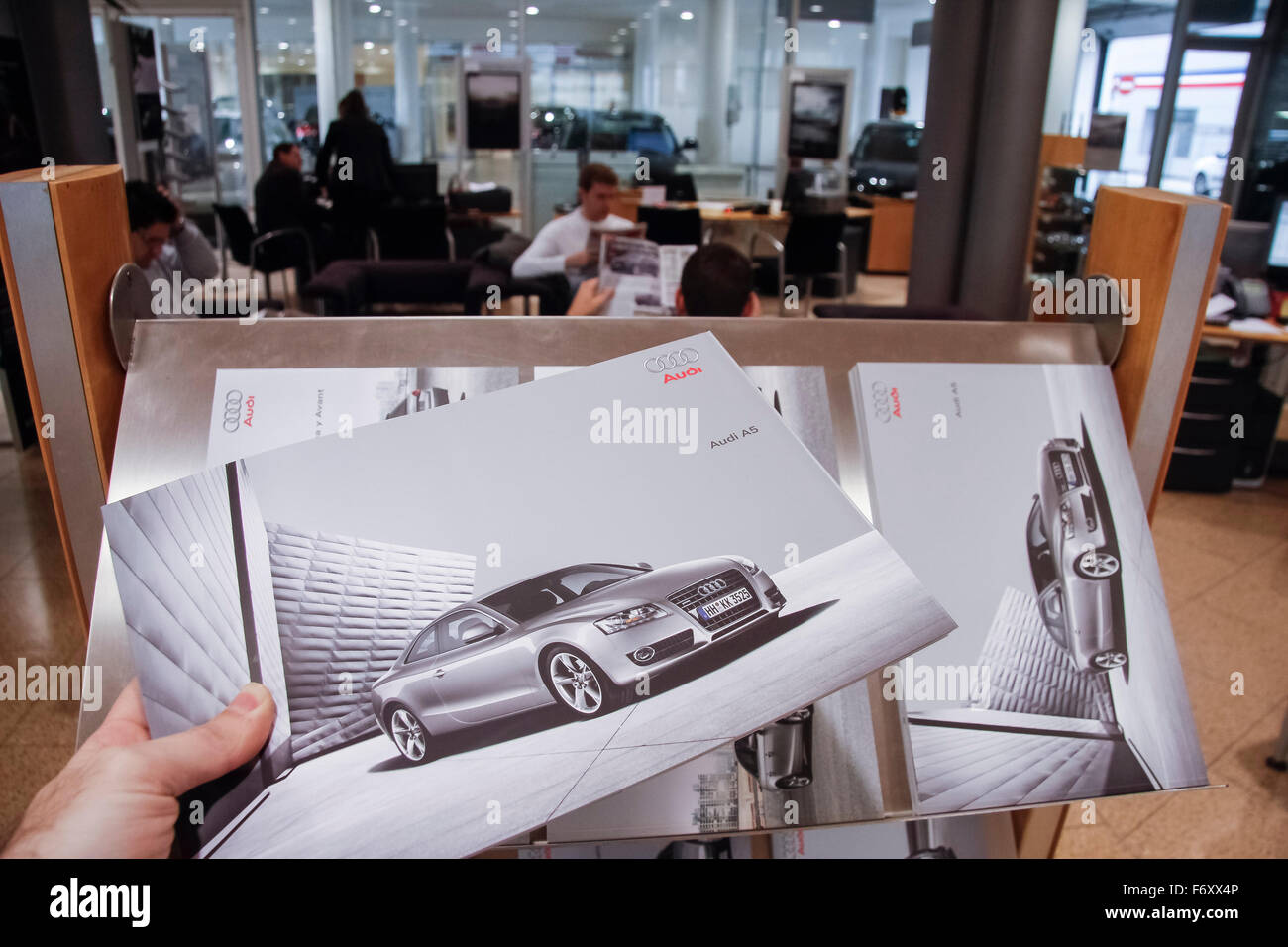 Audi car dealership, catalog Stock Photo Alamy