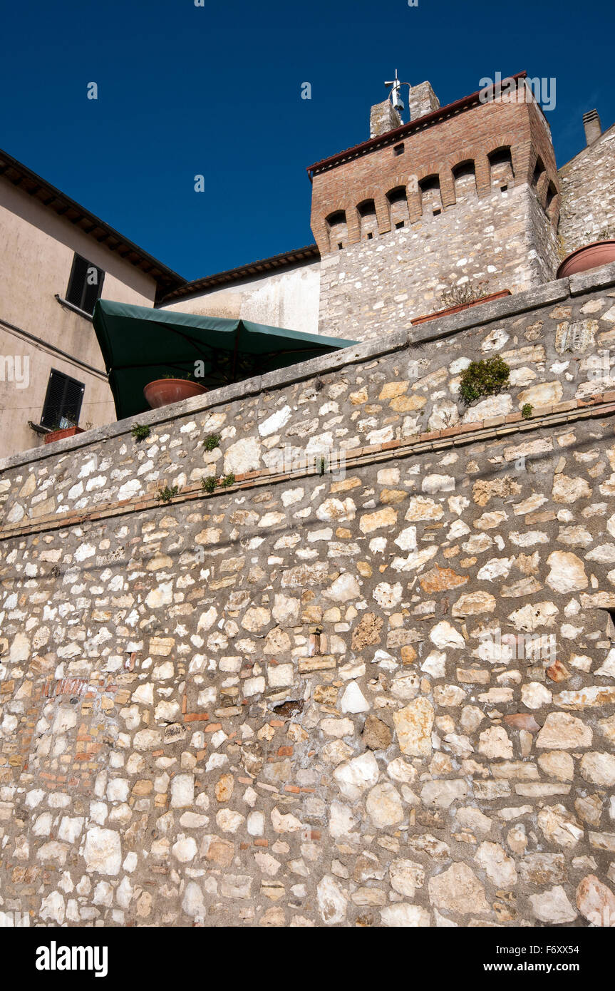 Ancient wall and tower in Montecchio, Terni, Umbria, Italy Stock Photo