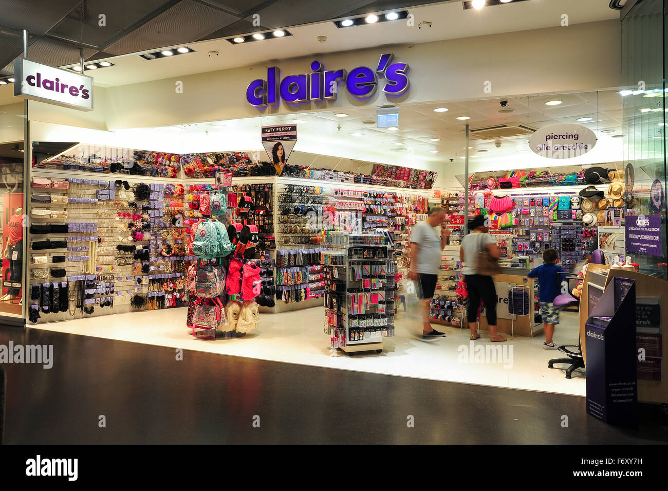 Lugano, Switzerland - 17 july 2014: people shopping on Claire's store at the mall of Lugano on Switzerland Stock Photo