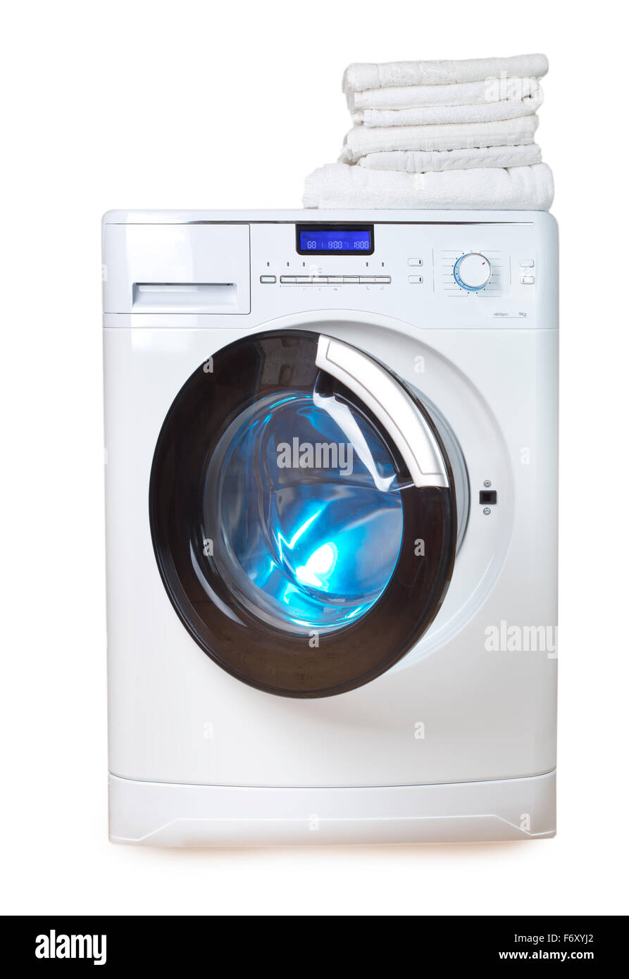 Washing machine and towels Stock Photo Alamy