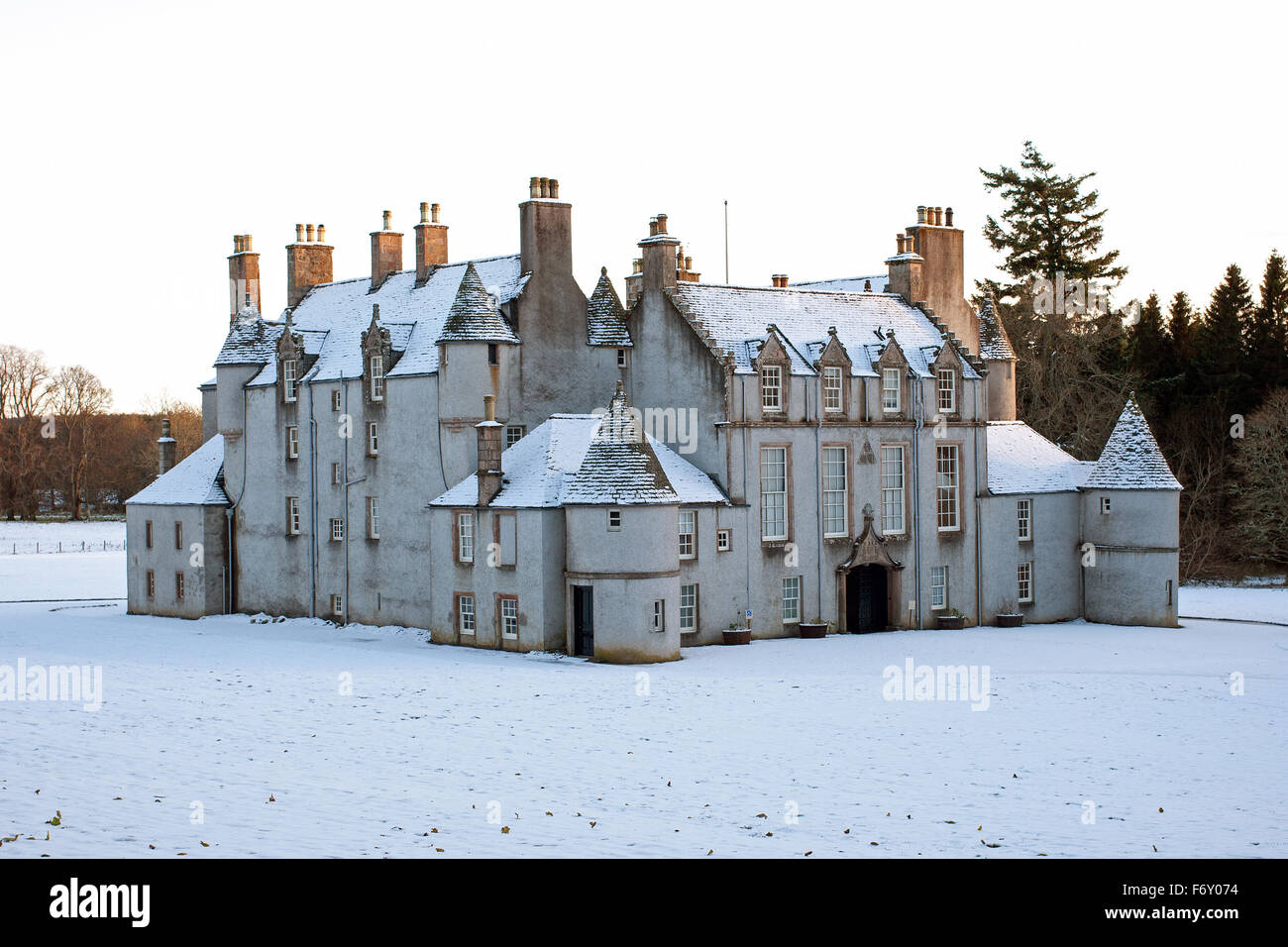 Winter Snow scene at Leith Hall, Kennethmont, Scotland. November 21st 2015. Stock Photo