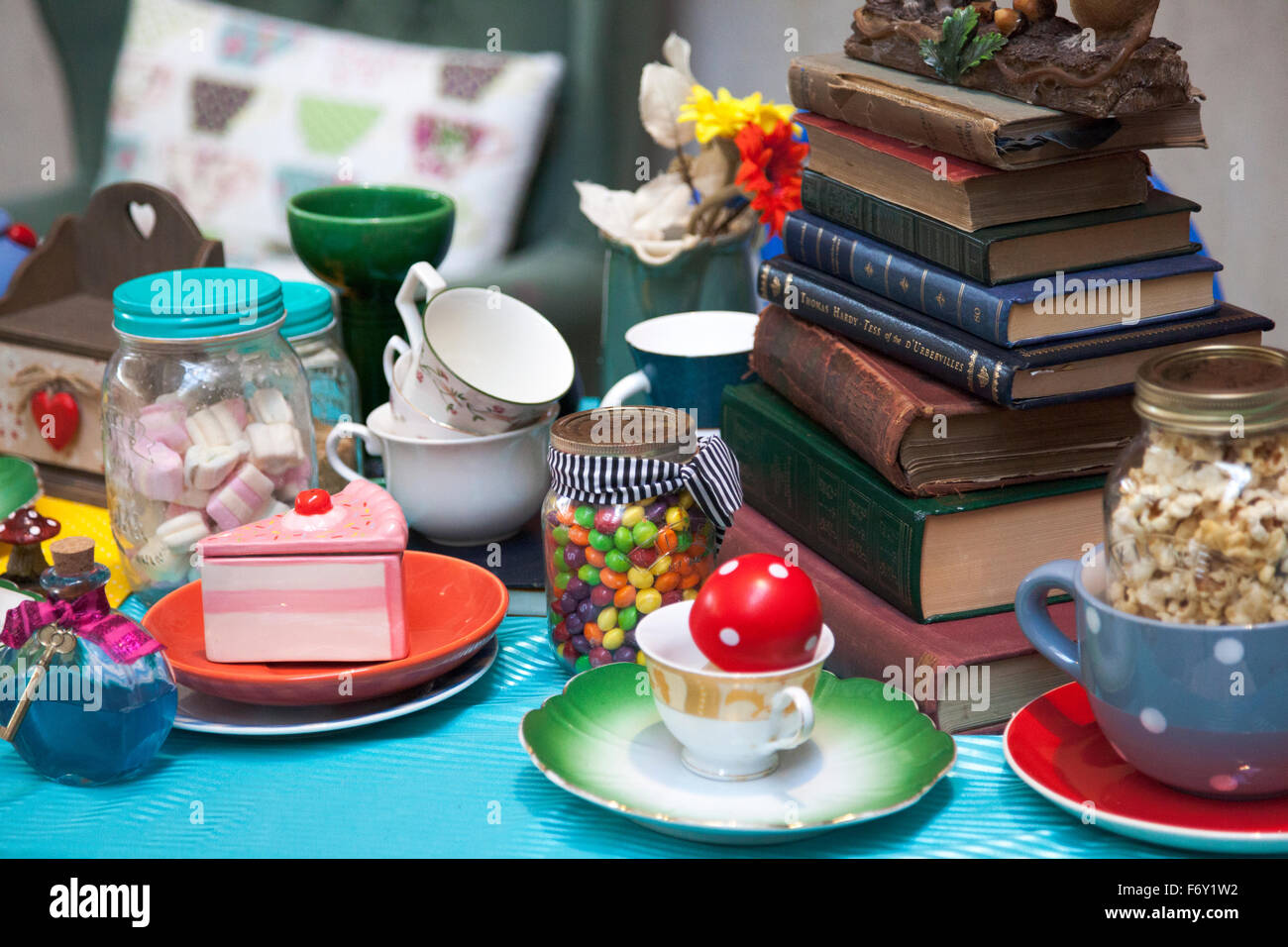 Table set for Mad Hatter's Tea Party Stock Photo - Alamy