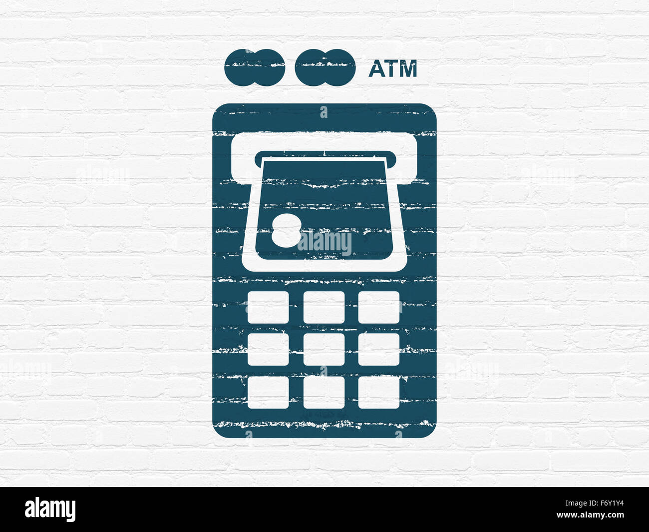 Currency concept: ATM Machine on wall background Stock Photo - Alamy