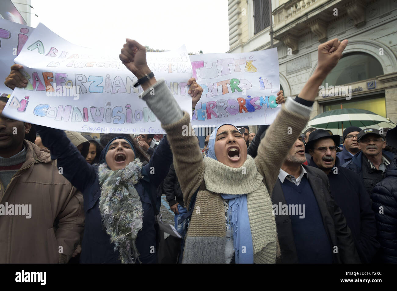 Rome, Italy. 21st Nov, 2015. Muslims in Italy hold 'Not In My Name' march against terrorist attacks in Paris. Credit: Danilo Balducci/ZUMA Wire/Alamy Live News Stock Photo