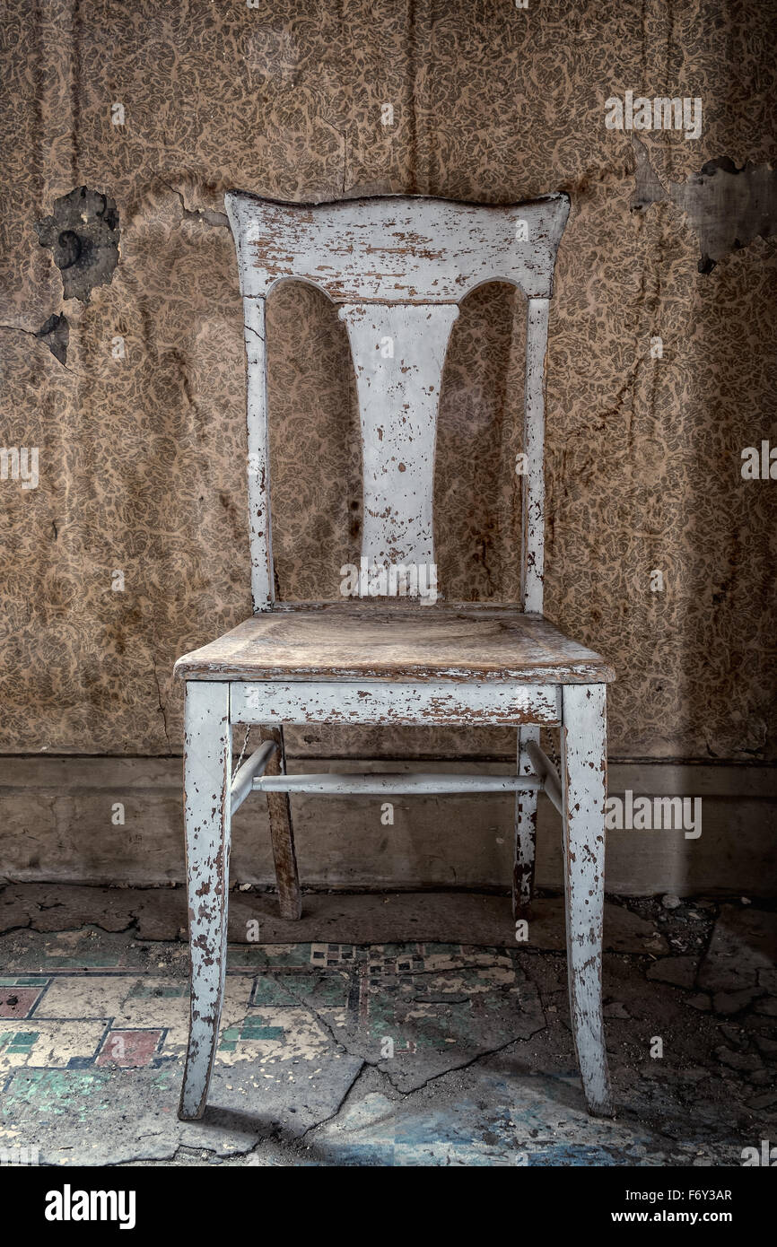 A chair in an abandoned home in the ghost town of Bodie, California Stock Photo