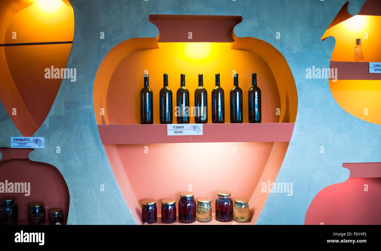 Wine bottles in Kvevri Wine Museum of Twins Wine Cellar Wine Company