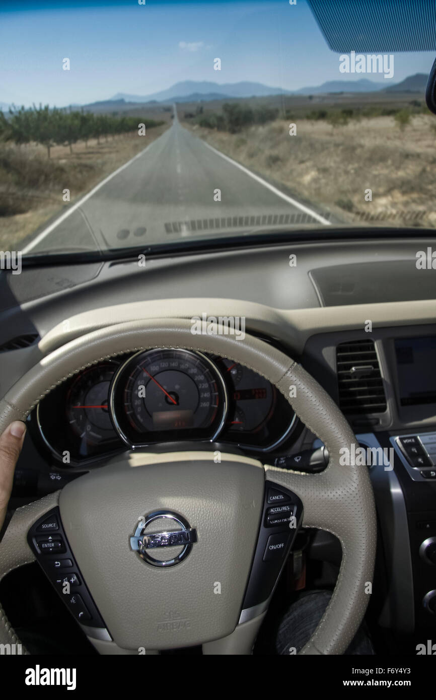 Nissan Murano steering wheel driving Stock Photo Alamy