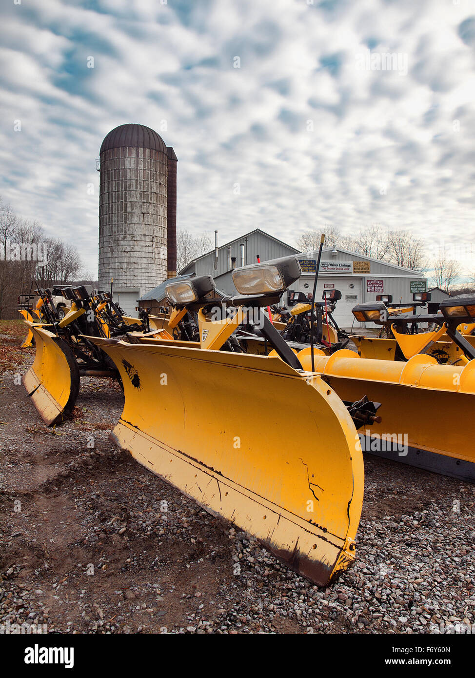 business selling and installing snow plows Stock Photo