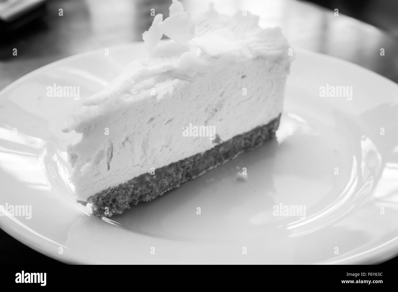 slice of cheesecake on a white plate Stock Photo