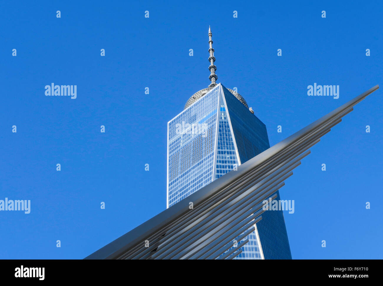 The Freedom Tower and World Trade Center Transportation Hub, Lower Manhattan, NYC Stock Photo