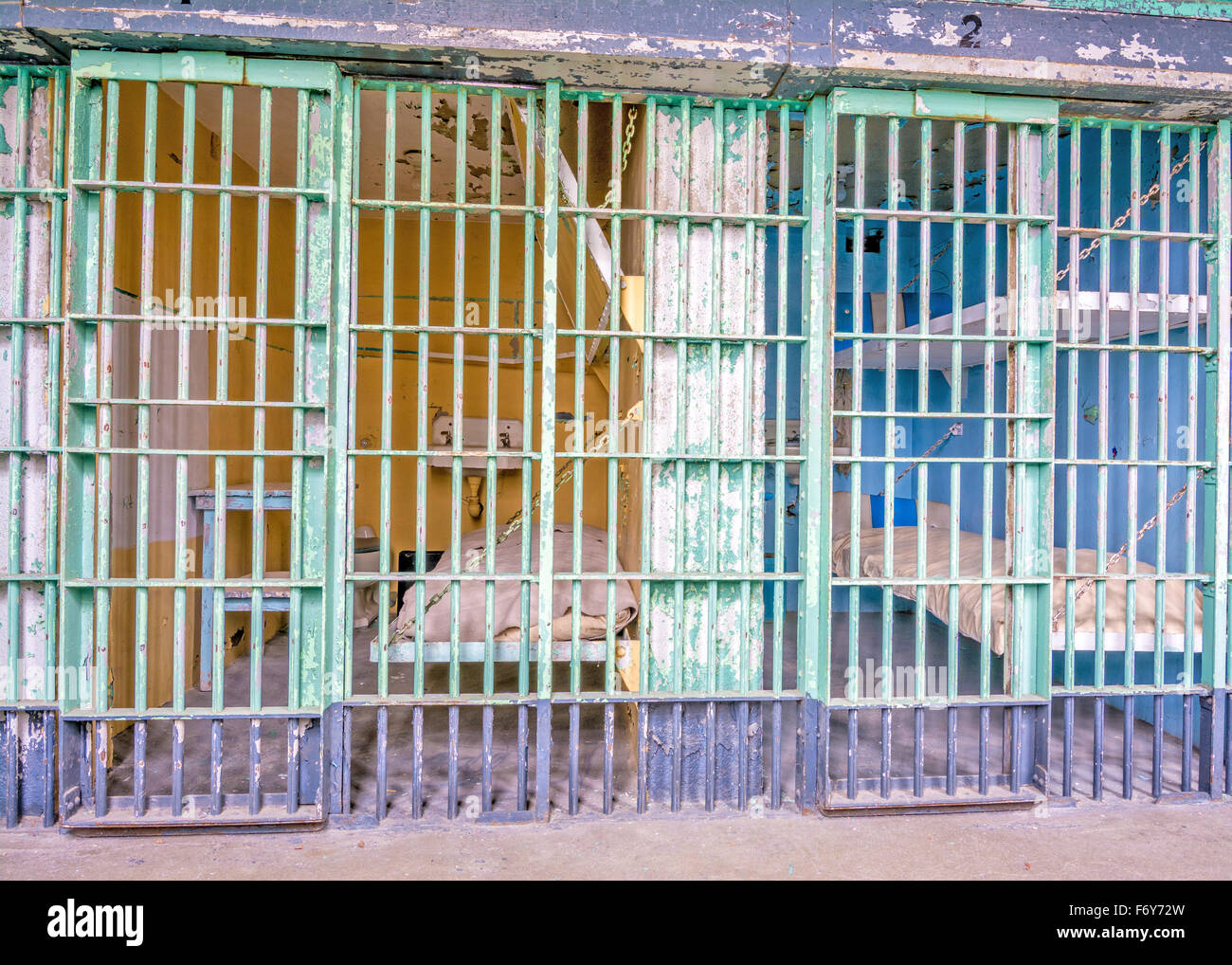 Jail cell with bunk beds Stock Photo Alamy