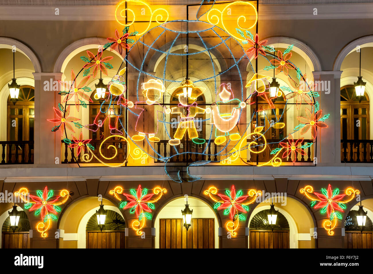 Christmas lights on Municipal Building, Plaza de Armas, Old San Juan