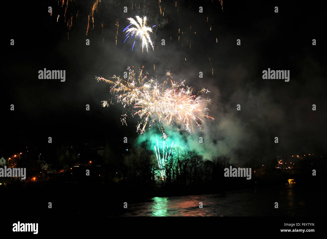 Fireworks at the Christmas Lights Switch On Ceremony, Perth, Scotland