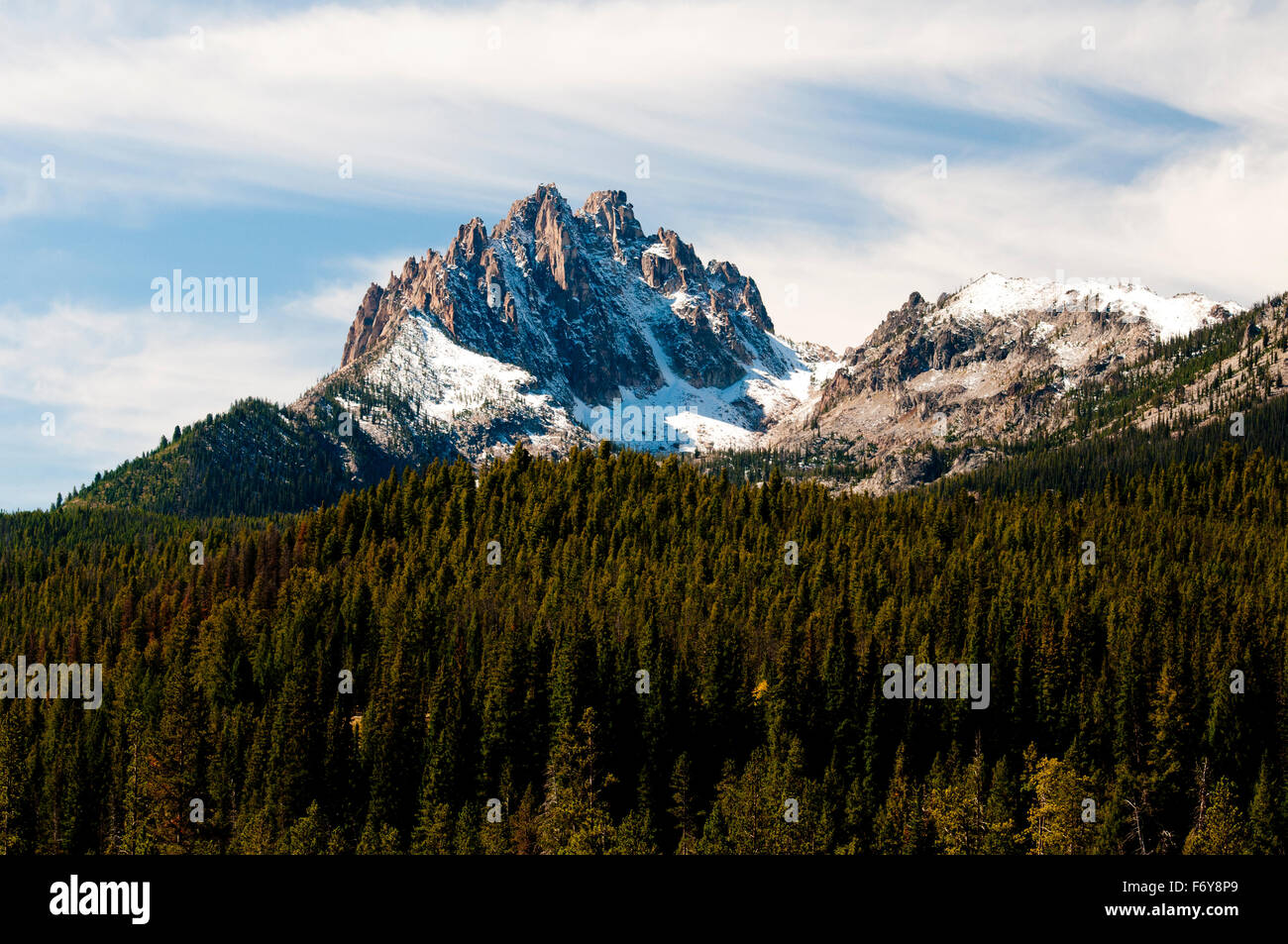 Mount Heyburn in the Sawtooth Mountains in Idaho Stock Photo