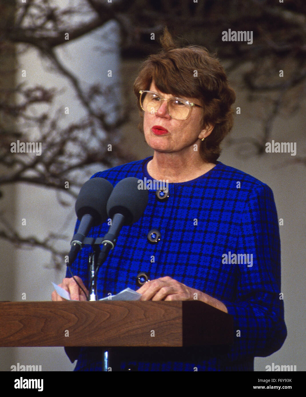 Washington, DC.  2-11-1993 Attorney General designate Janet Reno in the Rose Garden. Credit: Mark Reinstein Stock Photo