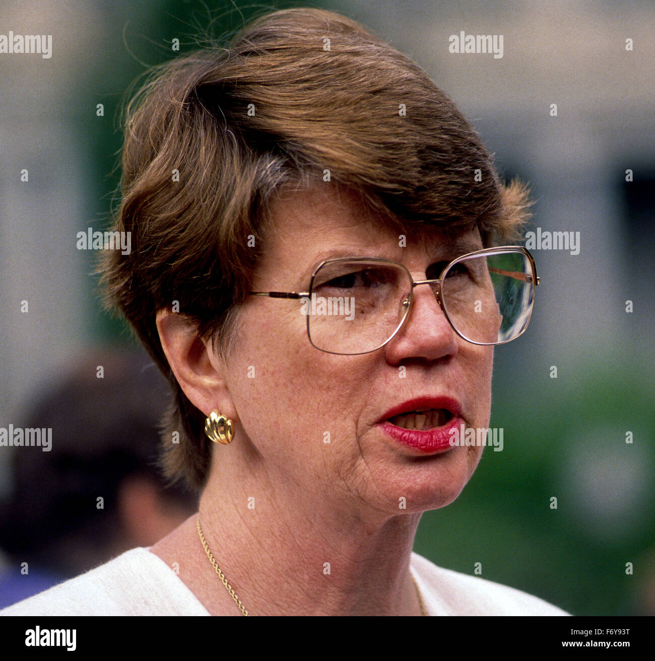 Washington, DC. USA, JULY 1993 Attorney General Janet Reno in the Rose Garden. Credit: Mark Reinstein Stock Photo