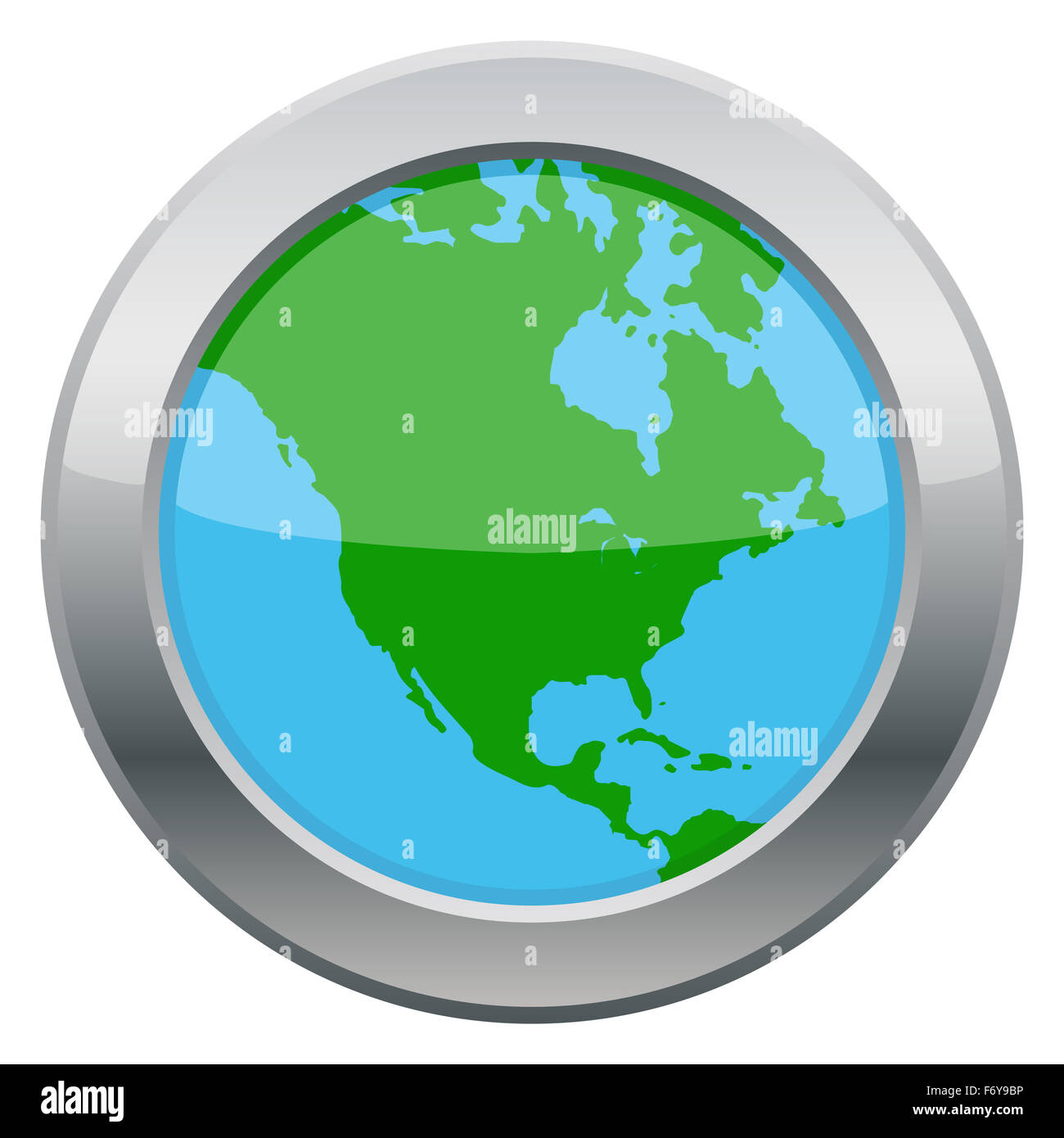 A North America map silver icon isolated on a white background Stock Photo