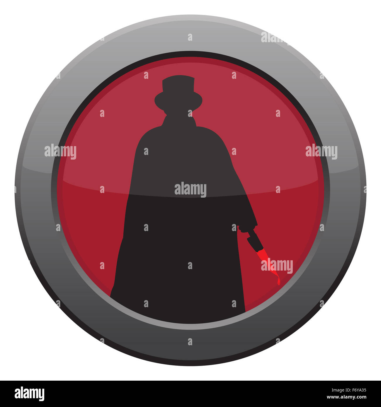 A Jack the ripper with knife icon in red isolated on a white background Stock Photo