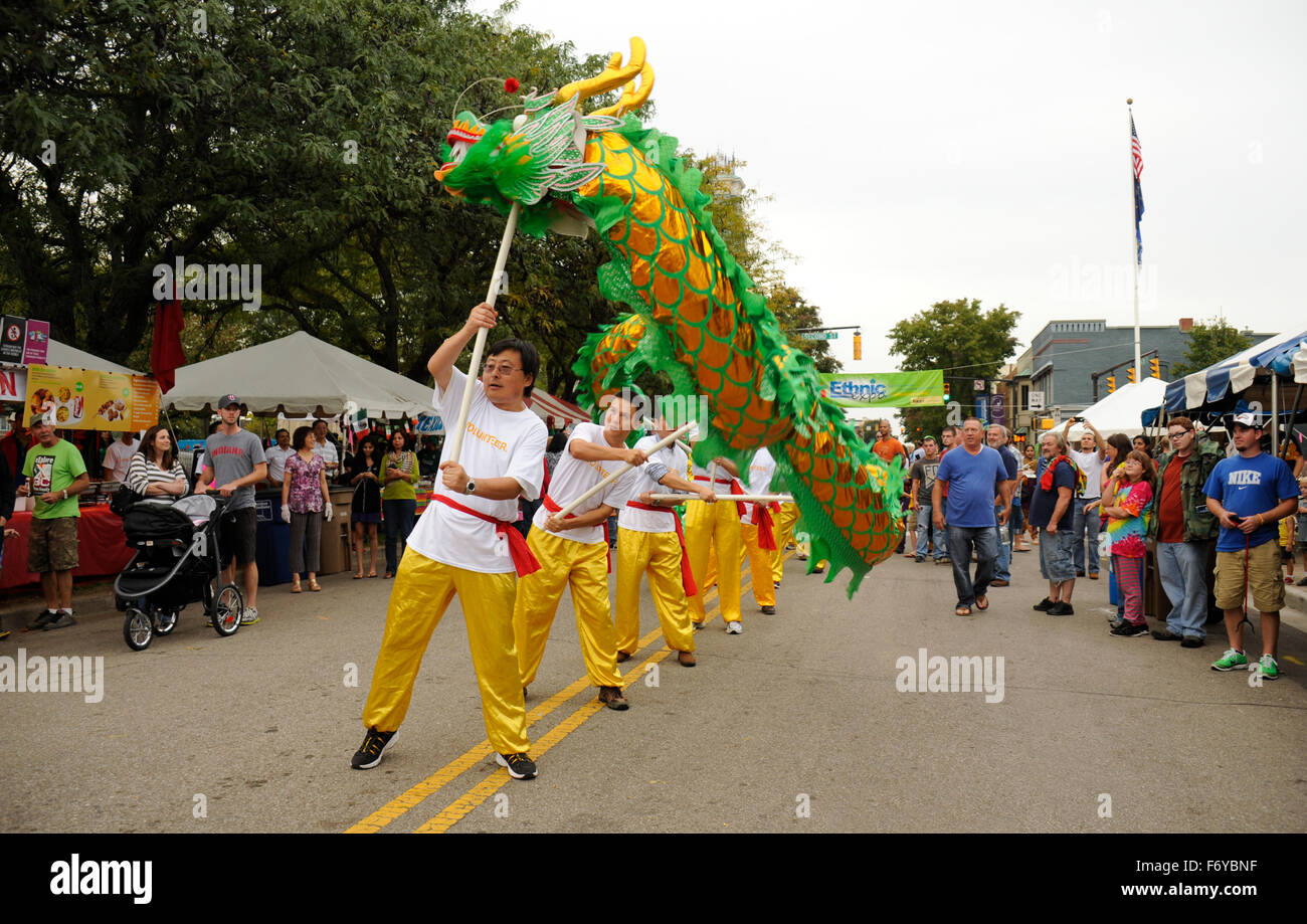 Chinese dragon exhibit at the Ethnic Expo festival in Columbus, Indiana