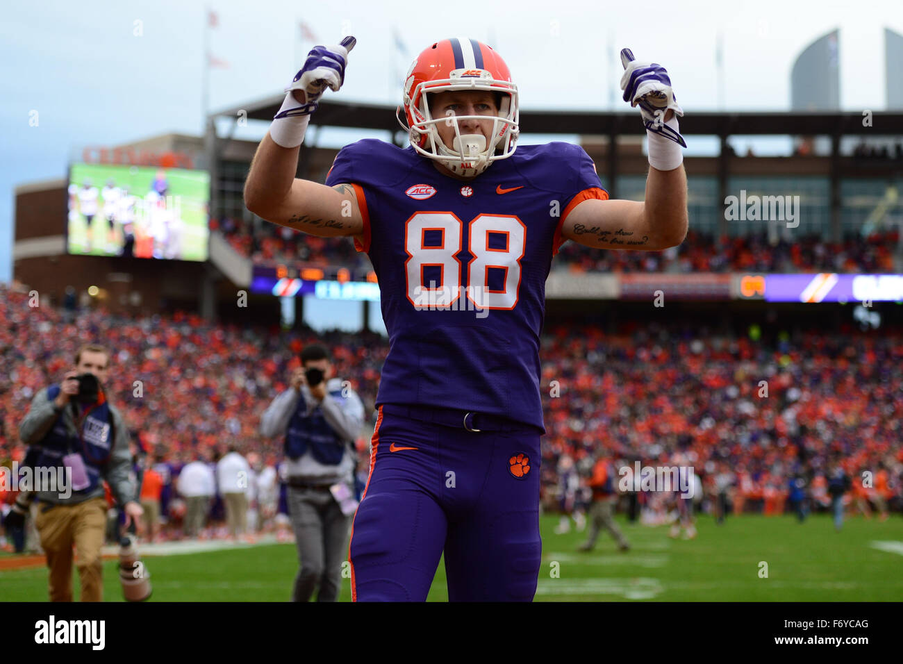 Clemson wide receiver Sean Mac Lain (88) just before the NCAA college football game between Wake Forest and Clemson on Saturday Nov. 21, 2015 at Memorial Stadium, in Clemson, S.C. Jacob Kupferman/CSM Stock Photo